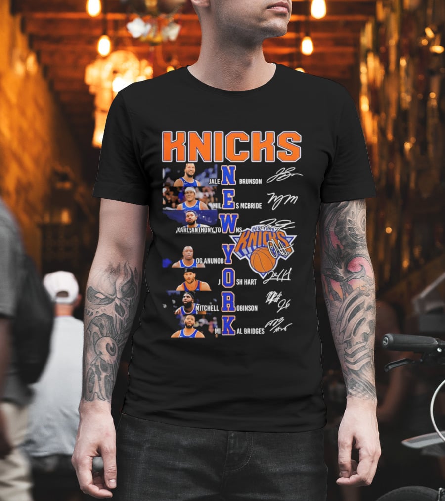 Knicks Jalen Brunson Julius Randle RJ Barrett Josh Hart Mitchell Robinson Immanuel Quickley Quentin Grimes RJ Randle Bridges Knicks Basketball T-Shirt