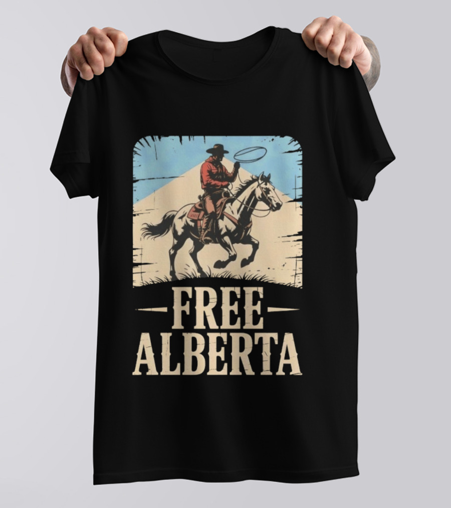 Cowboy Riding Horse Free Alberta Western Spirit T-Shirt