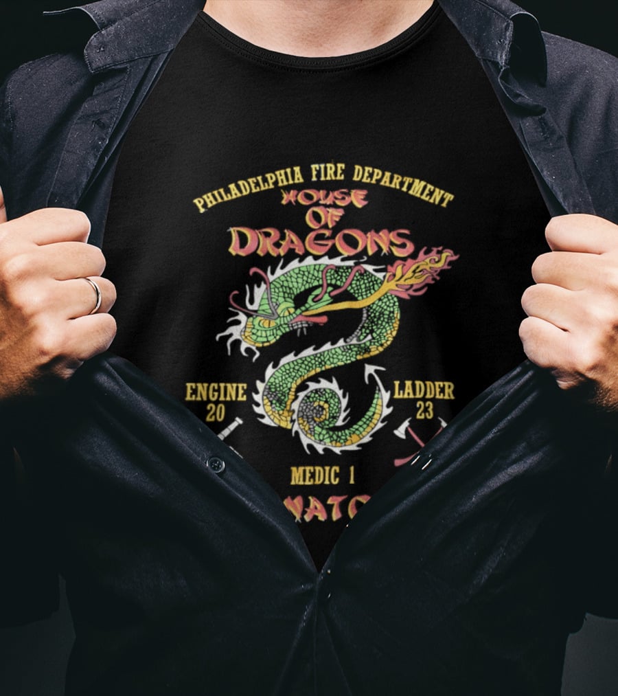Philadelphia Fire Department House Of Dragons Engine 20 Ladder 23 Medic 1 Chinatown T-Shirt