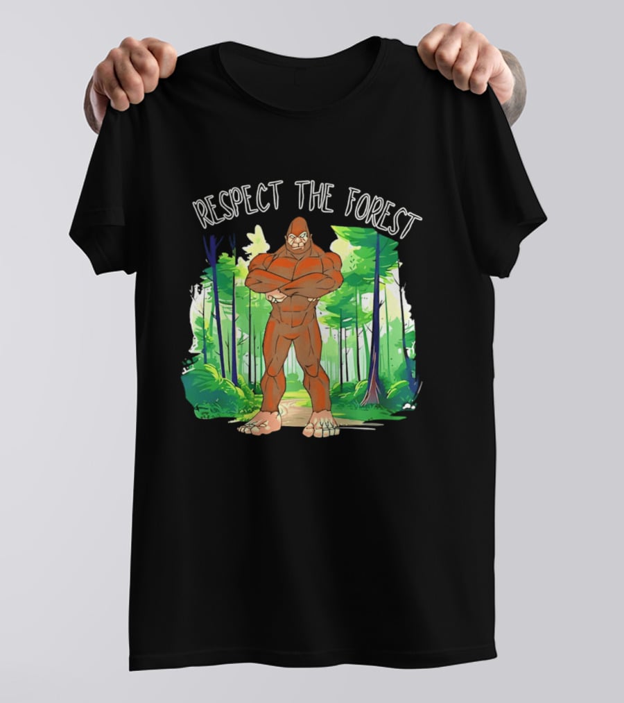 Respect The Forest Bigfoot Cartoon T-Shirt