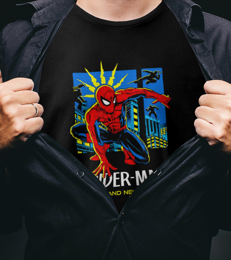 Spider Man Brand New Day Marvel Comics Dynamic Cityscape Action T-Shirt