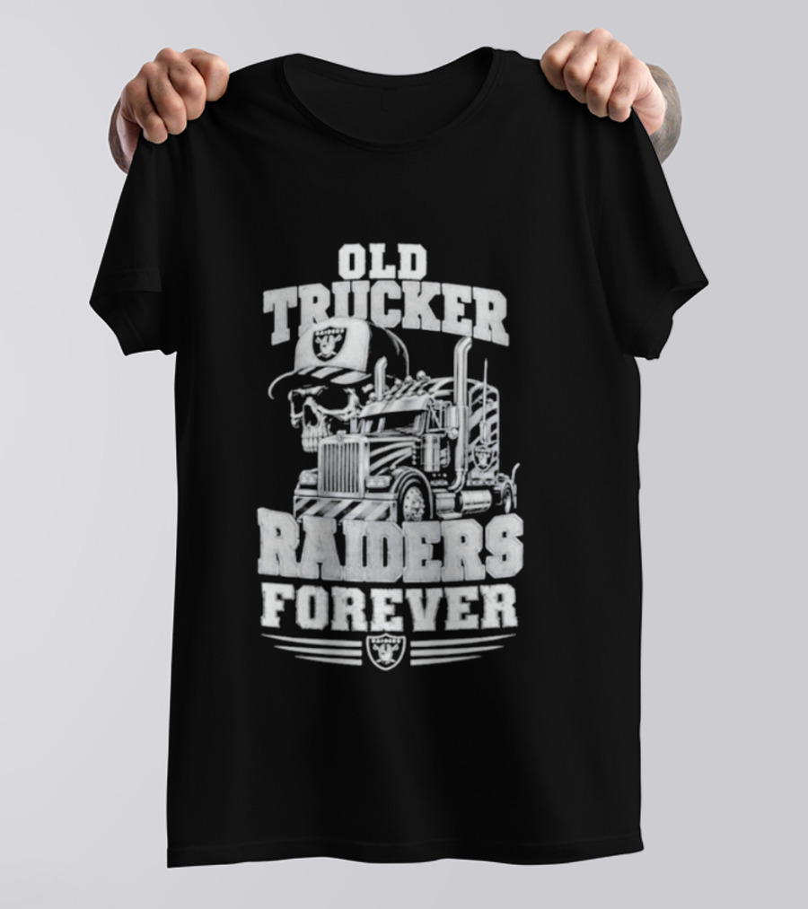 Old Trucker Raiders Forever Skull T-Shirt