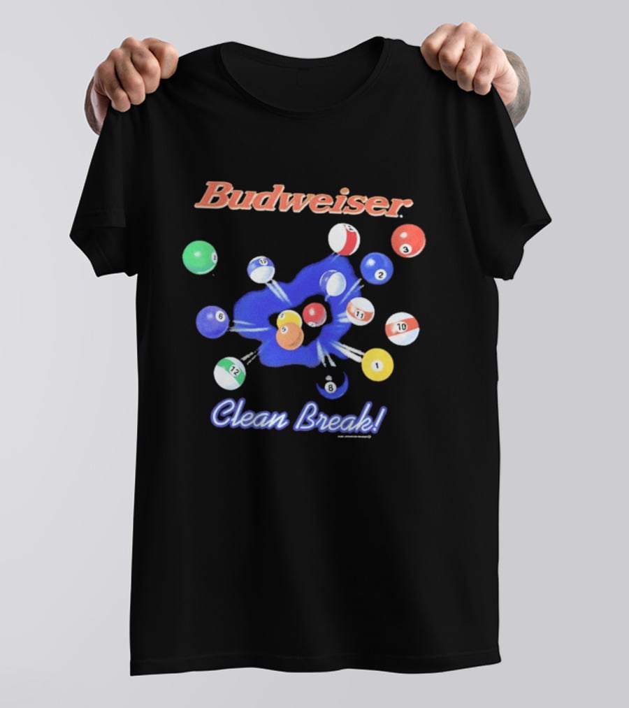 Budweiser Clean Break 90s Heavy Faded Black Pool Balls Splash T-Shirt