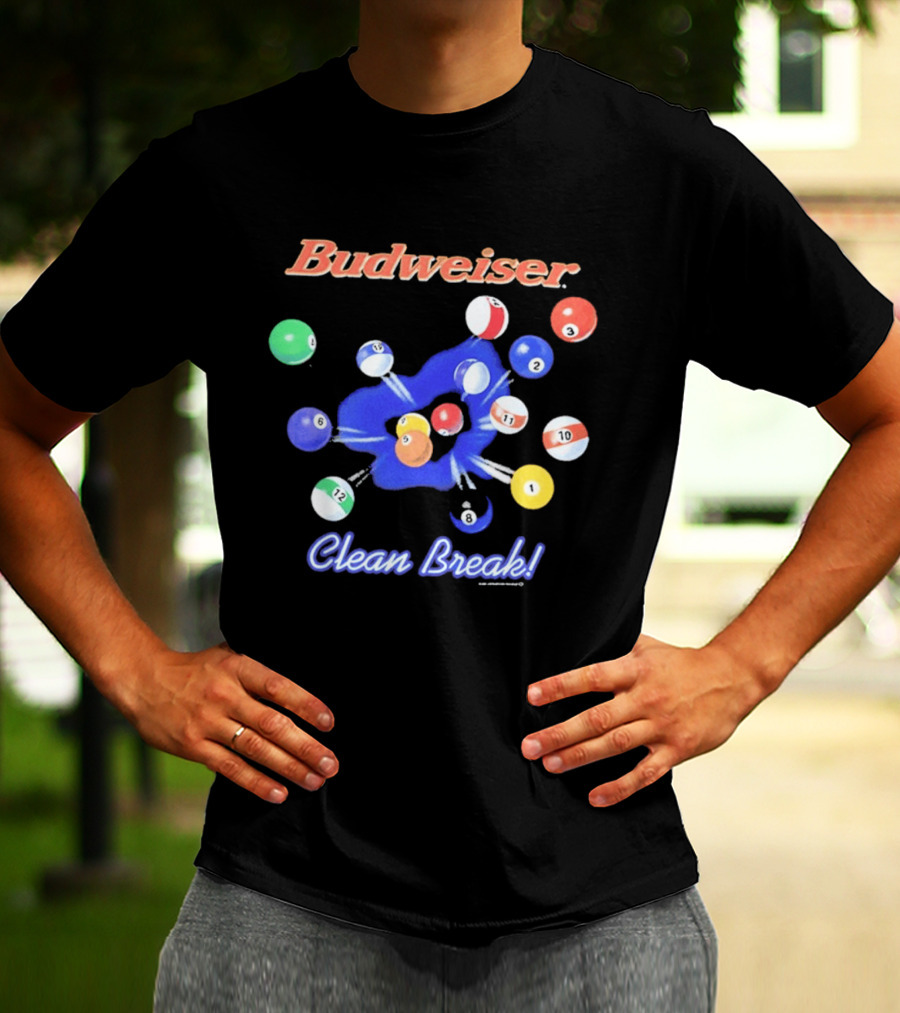 Budweiser Clean Break 90s Heavy Faded Black Pool Balls Splash T-Shirt