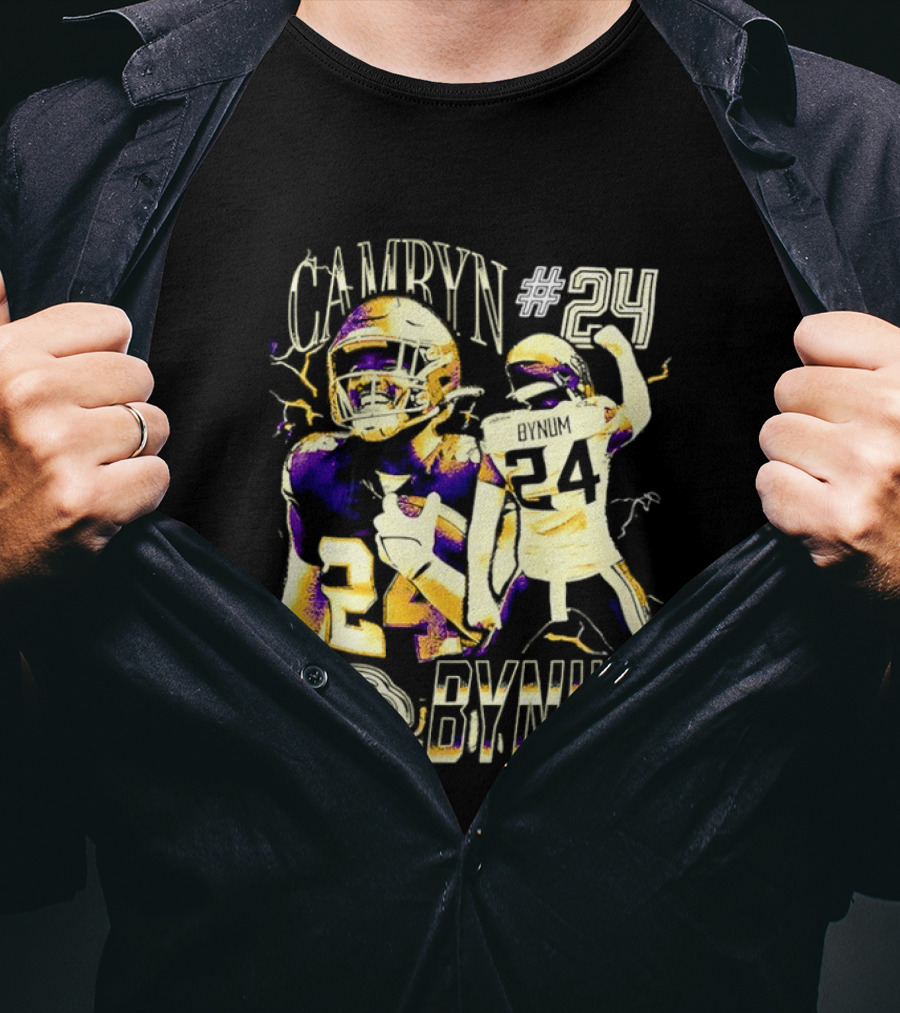 Camryn #24 Bynum Vikings Football Player Lightning T-Shirt