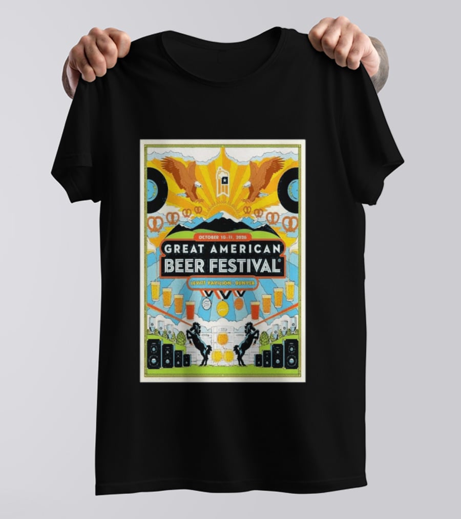 Great American Beer Festival October 10 11 2026 Levitt Pavilion Denver Eagles Pretzels Beer Music T-Shirt