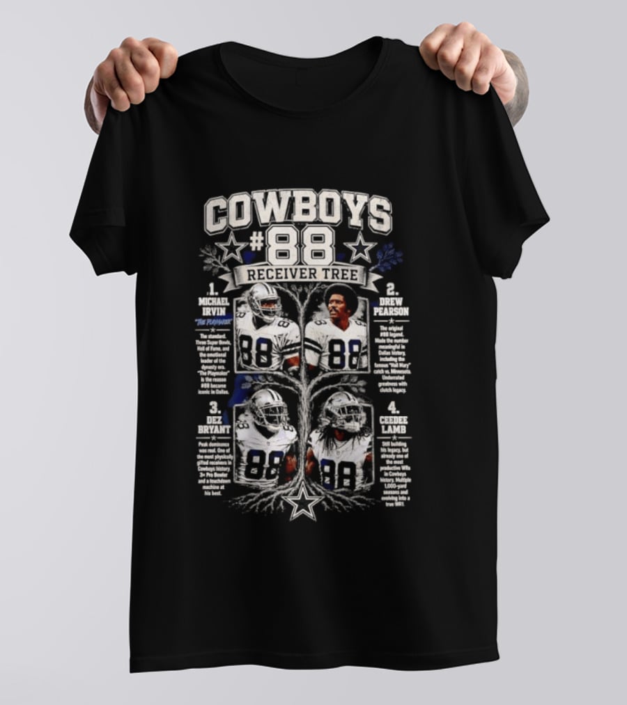 Dallas Cowboys 88 Receiver Tree Football Players With Iconic Legends And Achievements T-Shirt