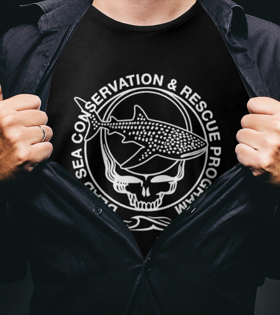 Dead Sea Conservation & Rescue Program Whale Shark Skull Waves T-Shirt
