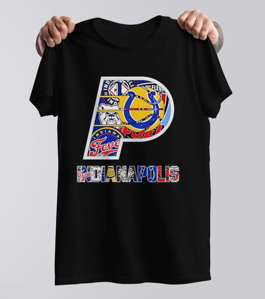 Indiana Pacers Indianapolis Fever Fuel Bulldogs Iconic Sports Collage T-Shirt