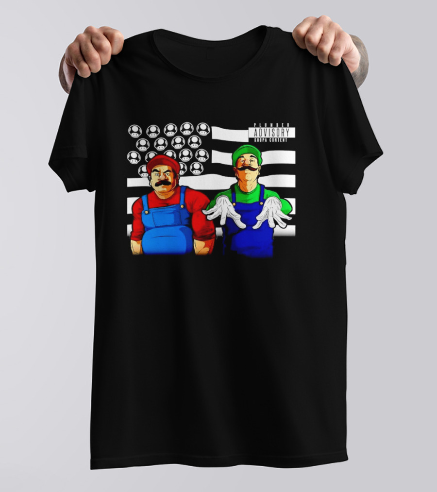 Mario Luigi Plumber Advisory Koopa Mushroom Flag T-Shirt