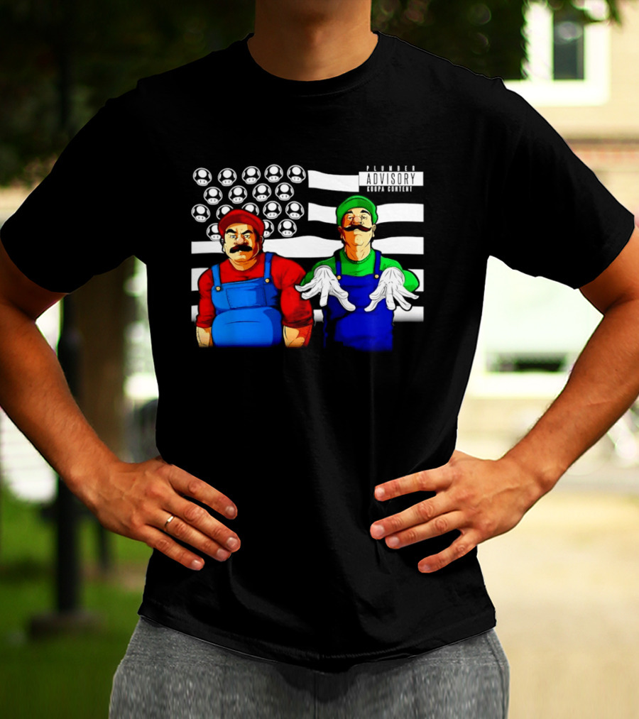 Mario Luigi Plumber Advisory Koopa Mushroom Flag T-Shirt