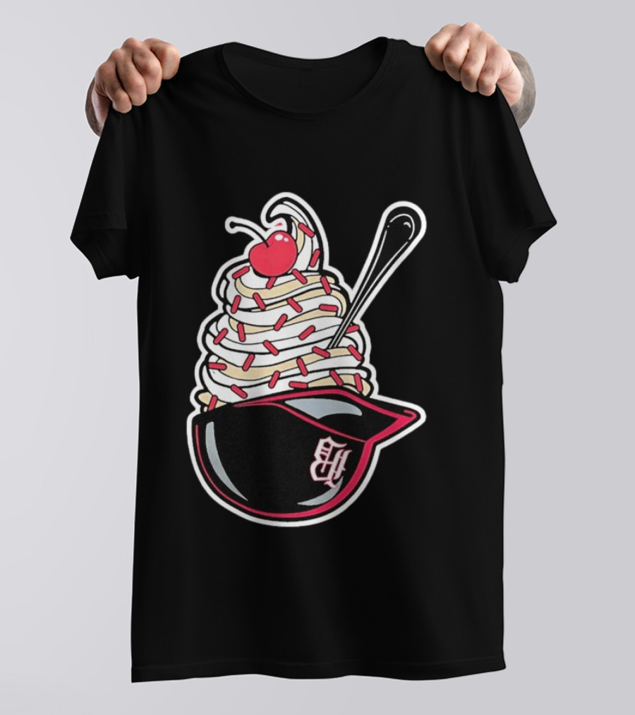Birmingham Barons Ice Cream Helmet With Sprinkles And Cherry T-Shirt