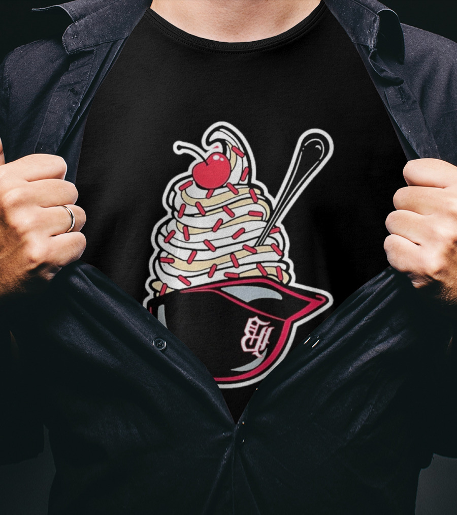 Birmingham Barons Ice Cream Helmet With Sprinkles And Cherry T-Shirt