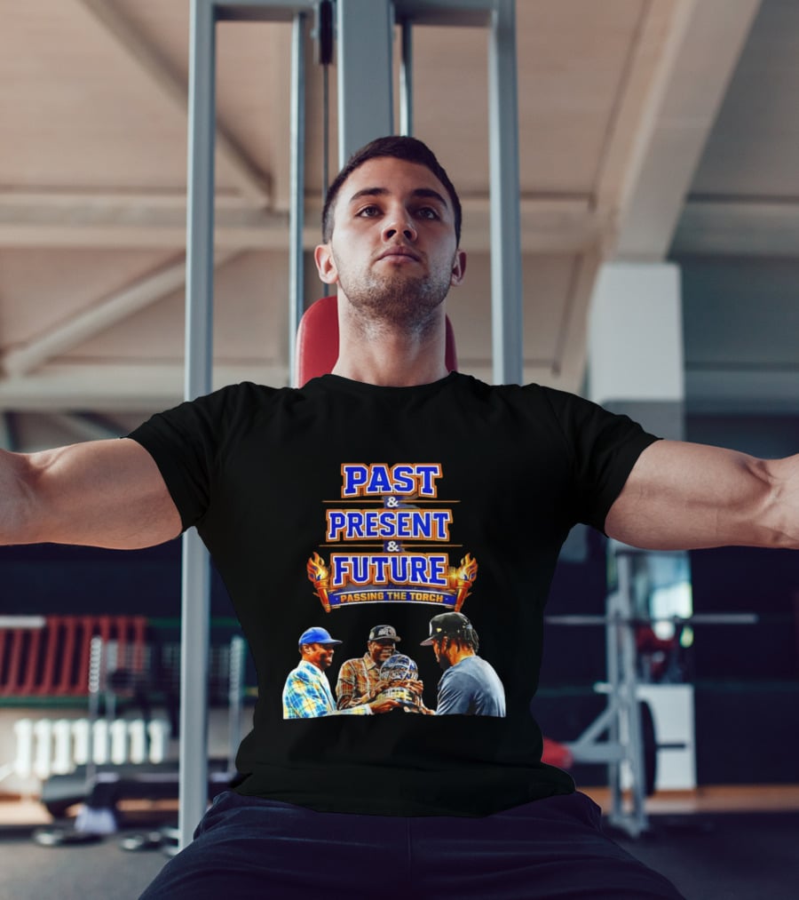 New York Knicks Past Present Future Passing The Torch Walt Frazier Patrick Ewing Jalen Brunson T-Shirt