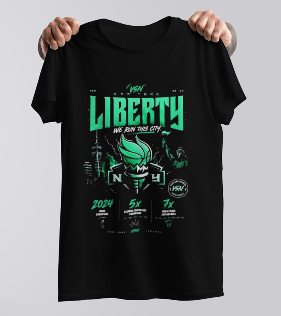 New York Liberty WNBA We Run This City 2004 5x 7x VSN Network T-Shirt
