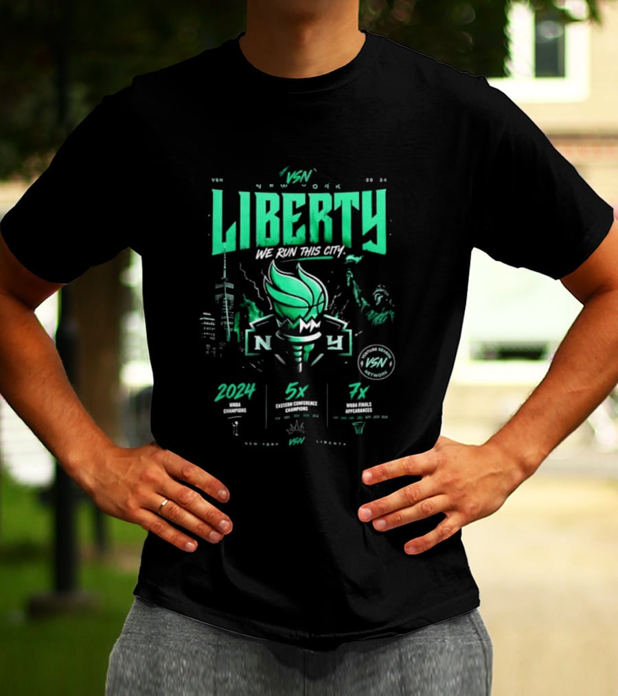 New York Liberty WNBA We Run This City 2004 5x 7x VSN Network T-Shirt