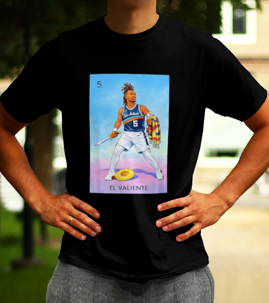 San Antonio Spurs El Valiente Stephon Castle Lotería Card T-Shirt