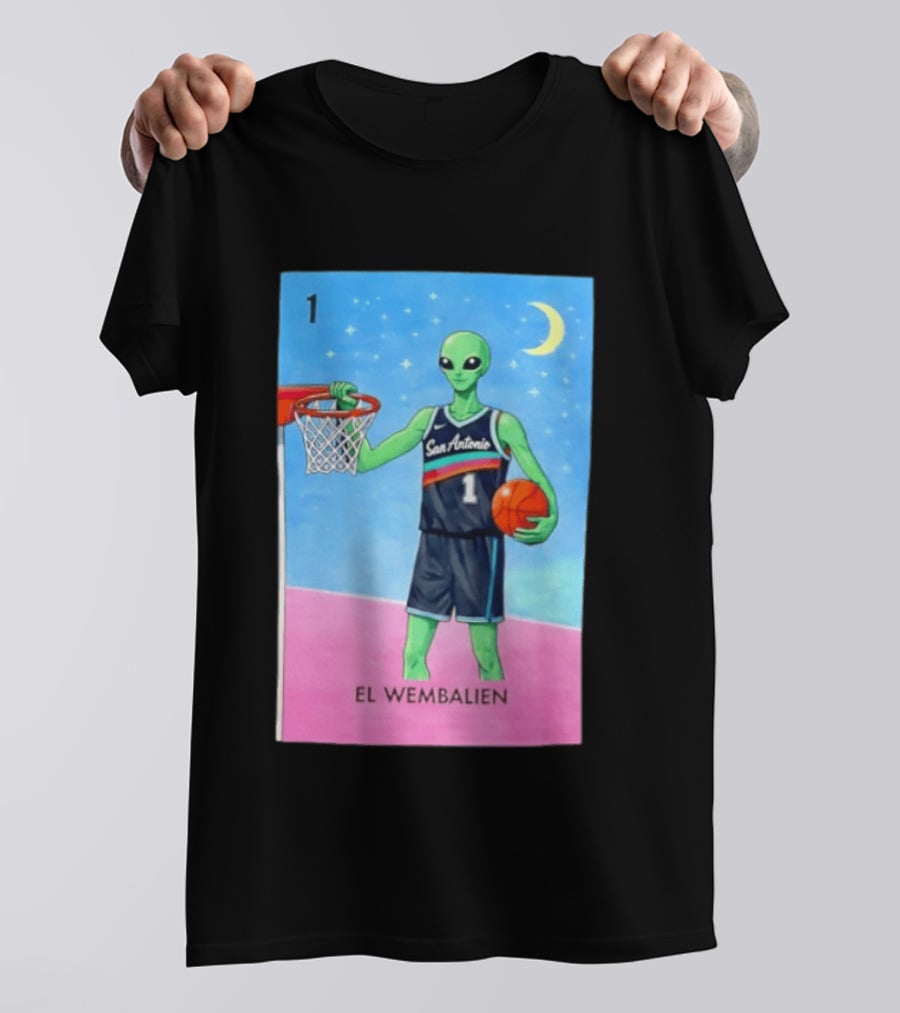 El Wembalien San Antonio Spurs Alien Basketball Number 1 Victor Wembanyama T-Shirt