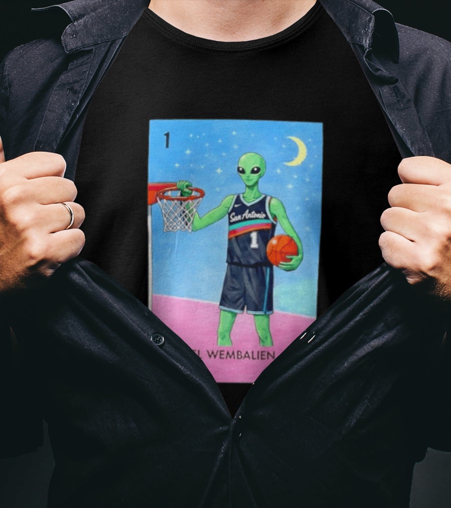 El Wembalien San Antonio Spurs Alien Basketball Number 1 Victor Wembanyama T-Shirt