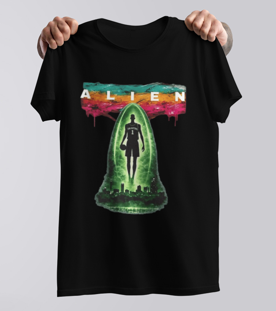 San Antonio Basketball Victor Wembanyama Alien Go Spurs Go Skyline T-Shirt