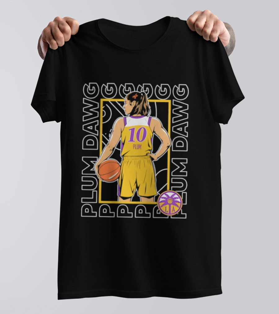 Kelsey Plum 10 Los Angeles Sparks WNBA Plum Dawg T-Shirt