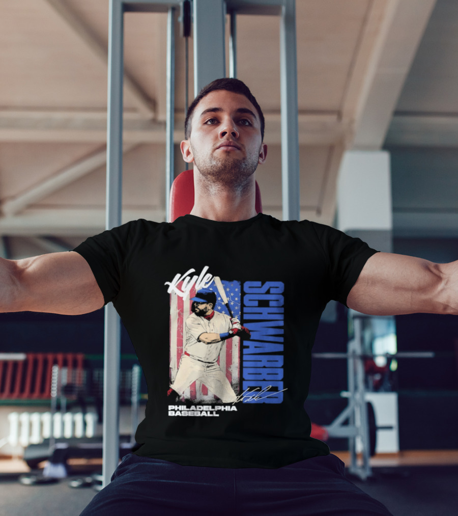 Kyle Schwarber American Flag Philadelphia Baseball T-Shirt