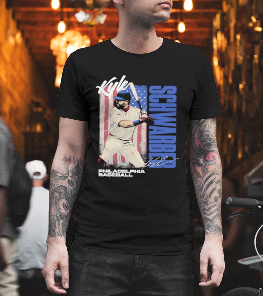 Kyle Schwarber American Flag Philadelphia Baseball T-Shirt
