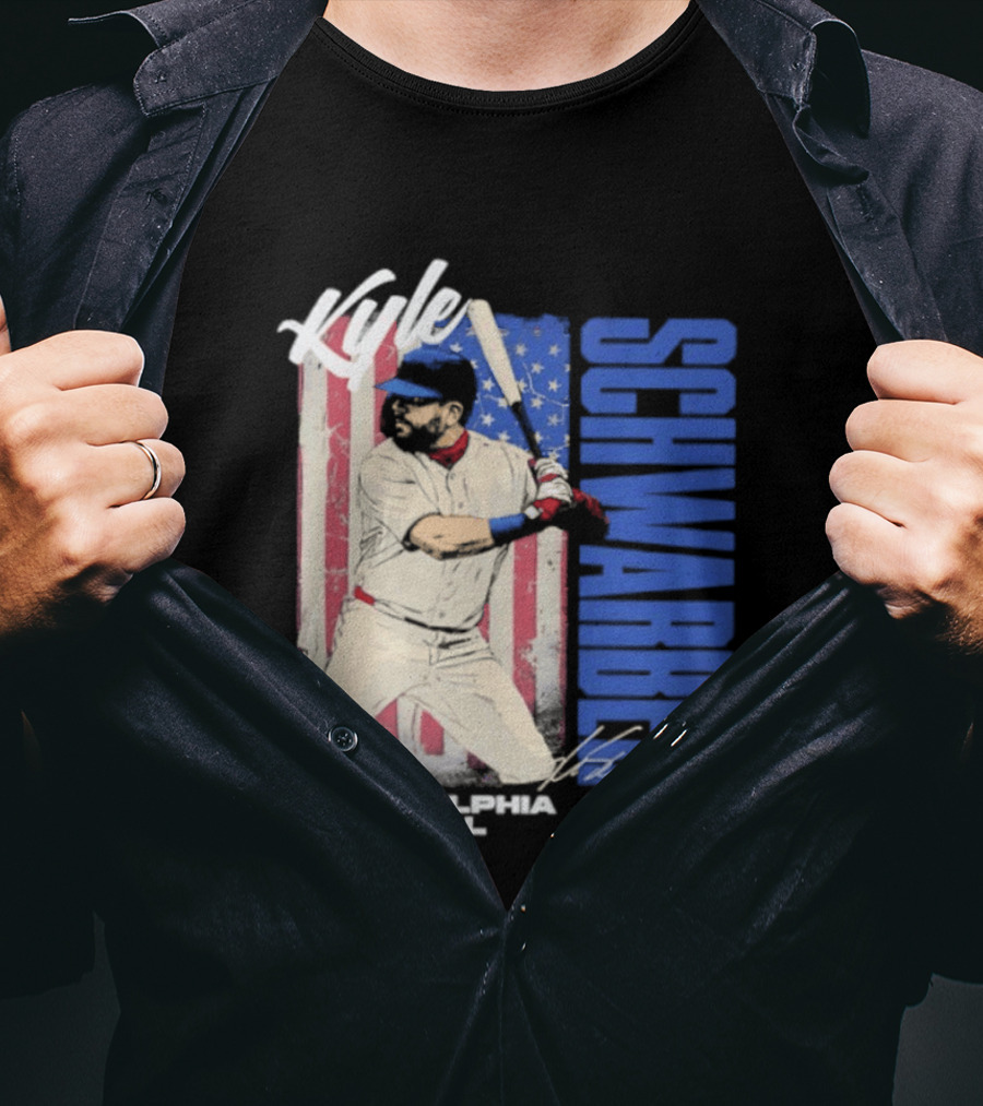 Kyle Schwarber American Flag Philadelphia Baseball T-Shirt