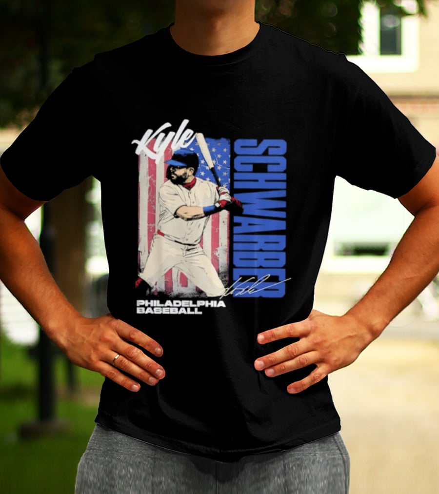 Kyle Schwarber American Flag Philadelphia Baseball T-Shirt
