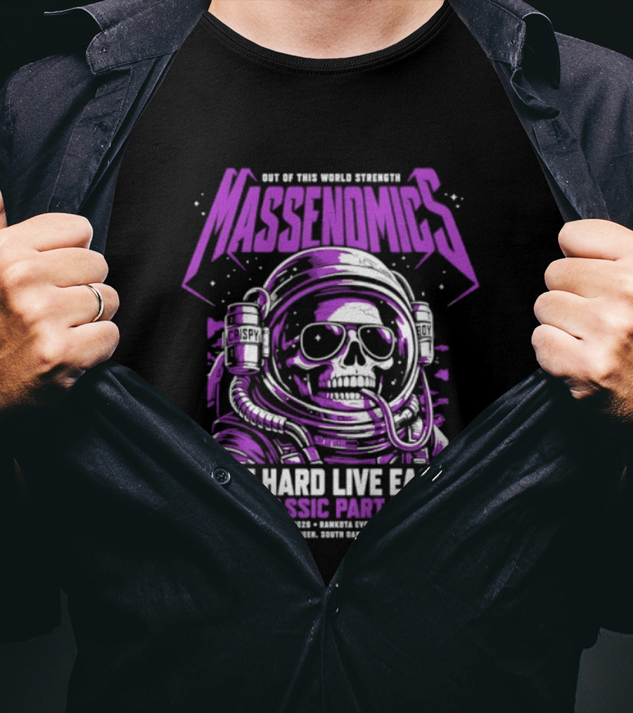 Massenomics Out Of This World Strength Lift Hard Live Easy Classic Part IV Astronaut Skull T-Shirt