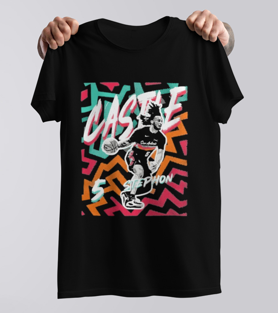 San Antonio Spurs 2026 NBA Stephon Castle Fiesta 5 T-Shirt