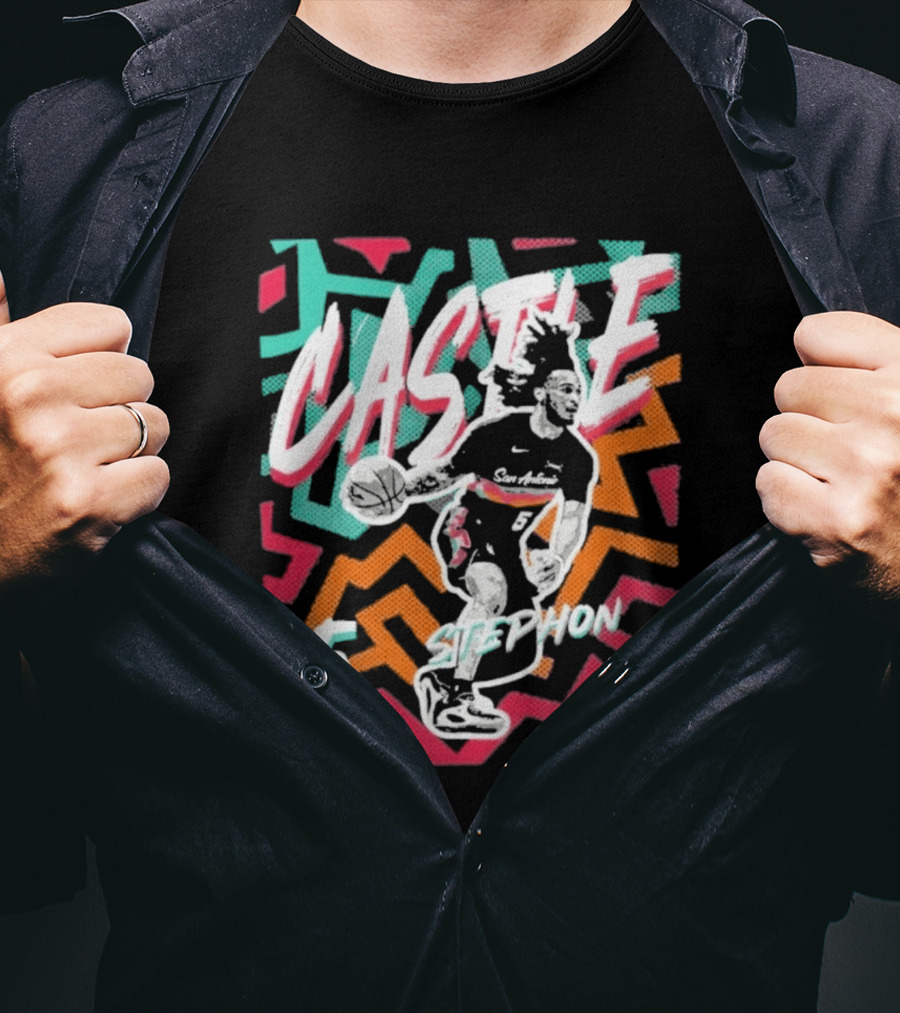 San Antonio Spurs 2026 NBA Stephon Castle Fiesta 5 T-Shirt