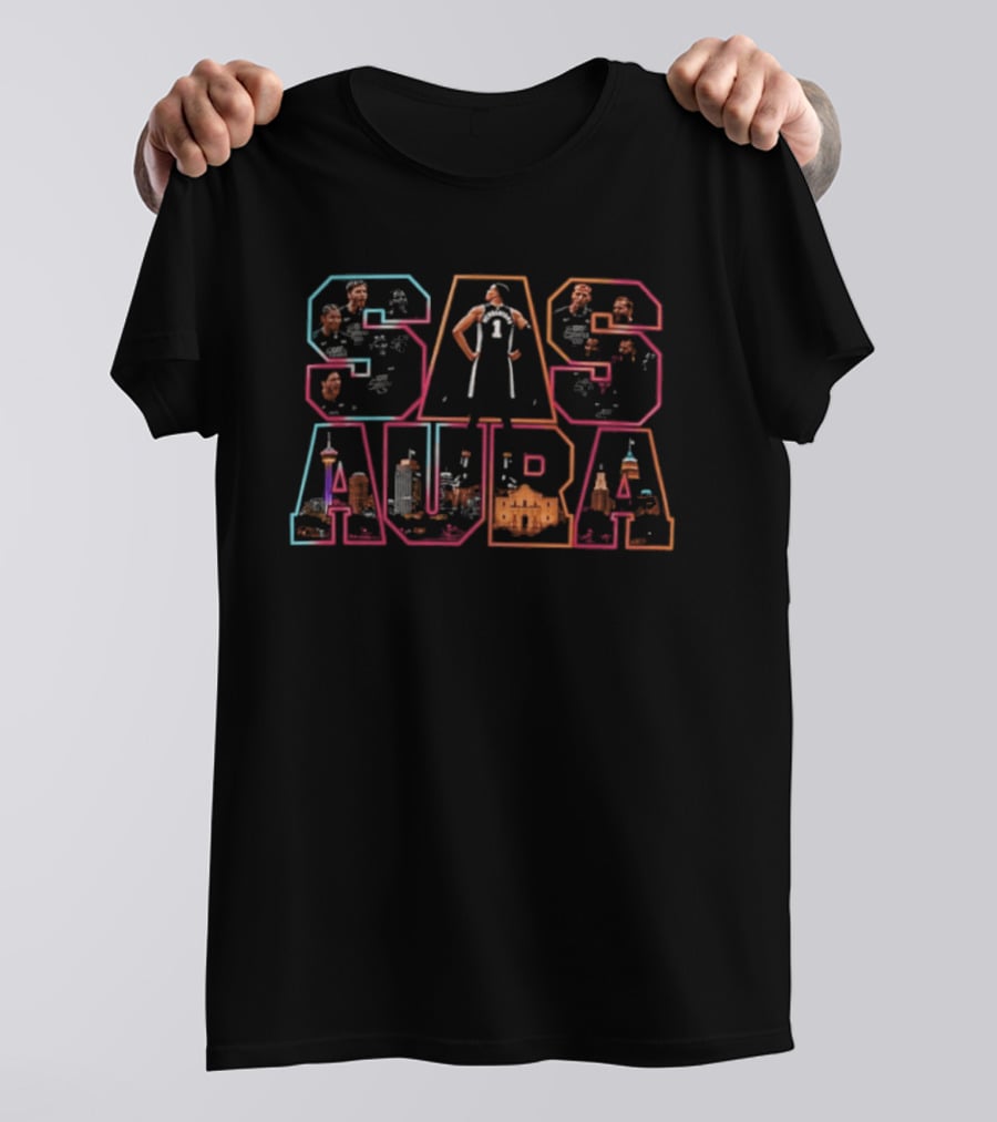 SAS Aura Victor Wembanyama San Antonio Basketball Skyline T-Shirt