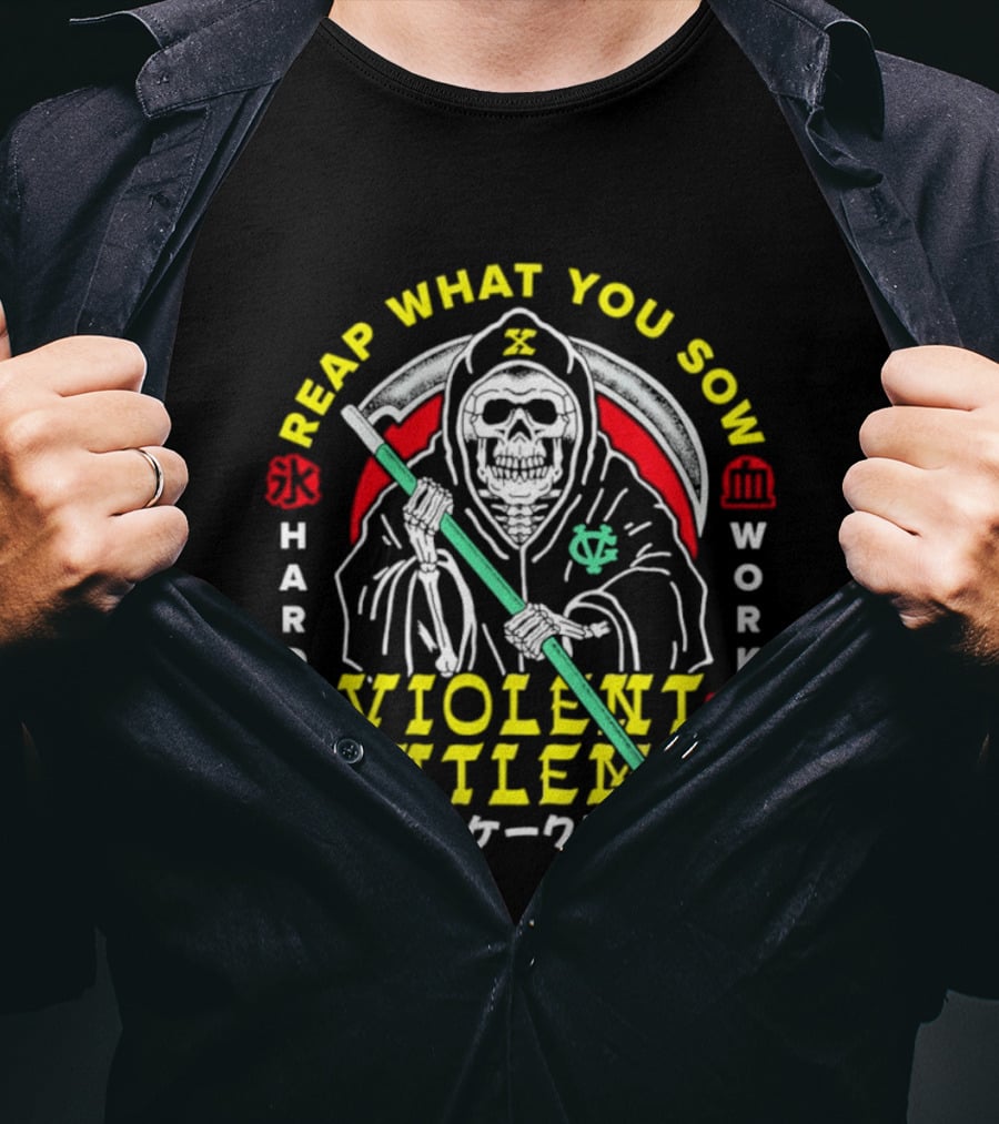 Reap What You Sow Violent Gentlemen Hockey Club Hard Work Grim Reaper T-Shirt