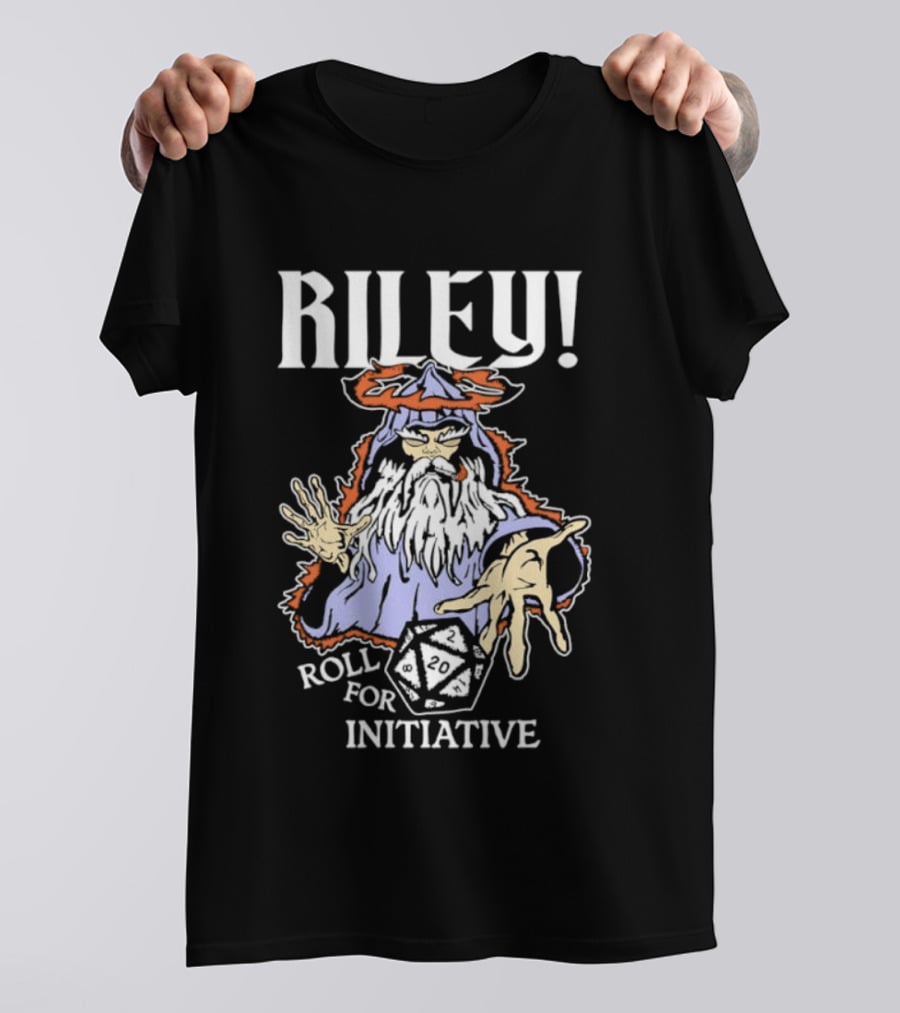 Riley Roll For Initiative Wizard Dice Game Magic T-Shirt