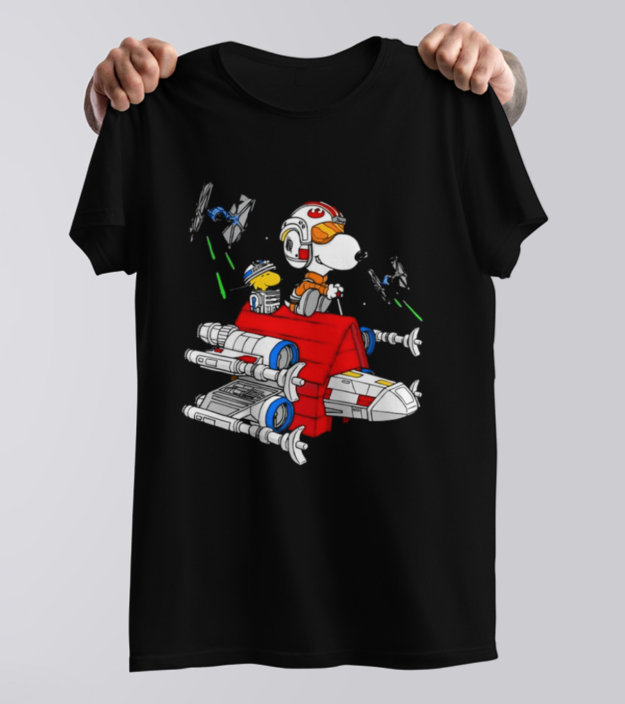 Snoopy X Wing Pilot Woodstock R2 D2 Star Wars Peanuts T-Shirt