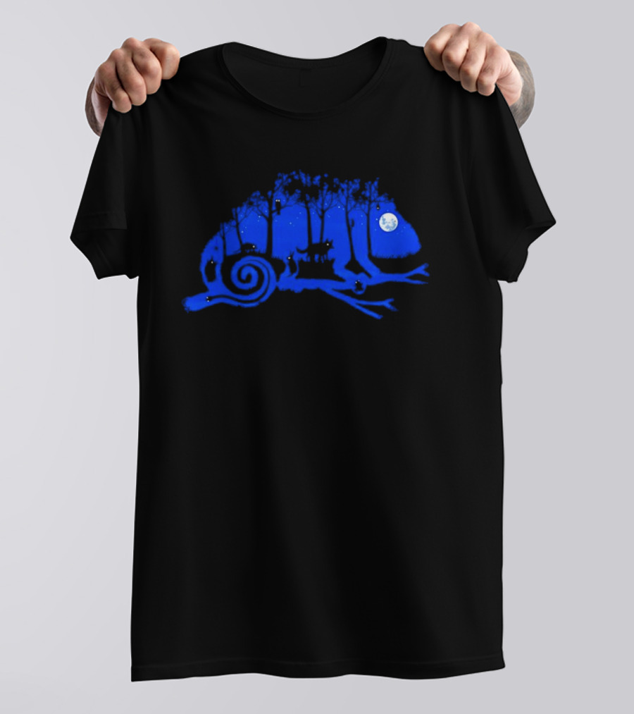 The Midnight Forest Chameleon Moonlit Night Sky T-Shirt