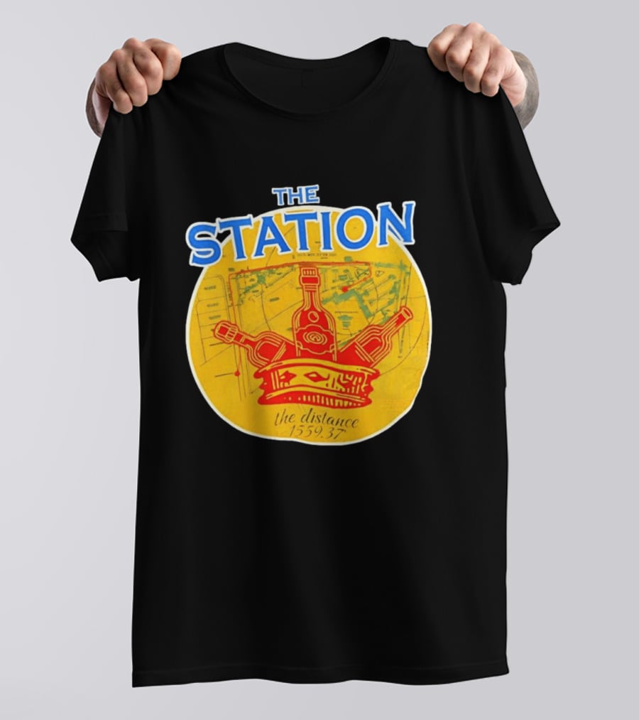 The Station The Distance 1559.37 Map And Bottles T-Shirt