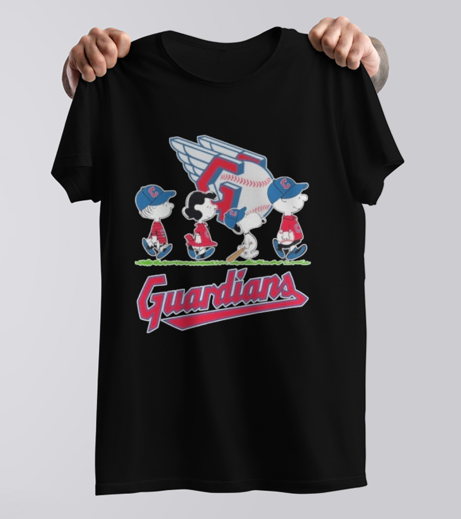 2026 Guardians Peanuts Characters Walking Abbey Road Baseball T-Shirt