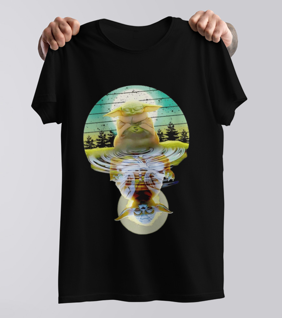 Baby Yoda Star Wars Meditation Forest Reflection Ripples T-Shirt