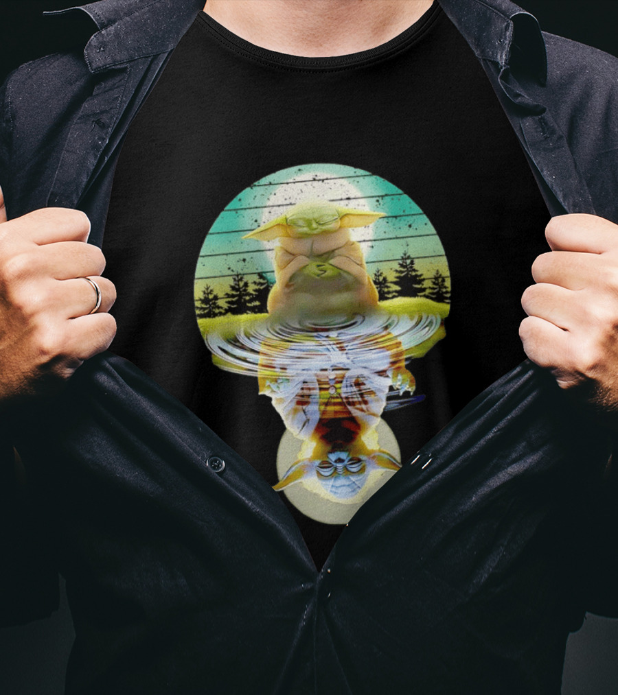 Baby Yoda Star Wars Meditation Forest Reflection Ripples T-Shirt