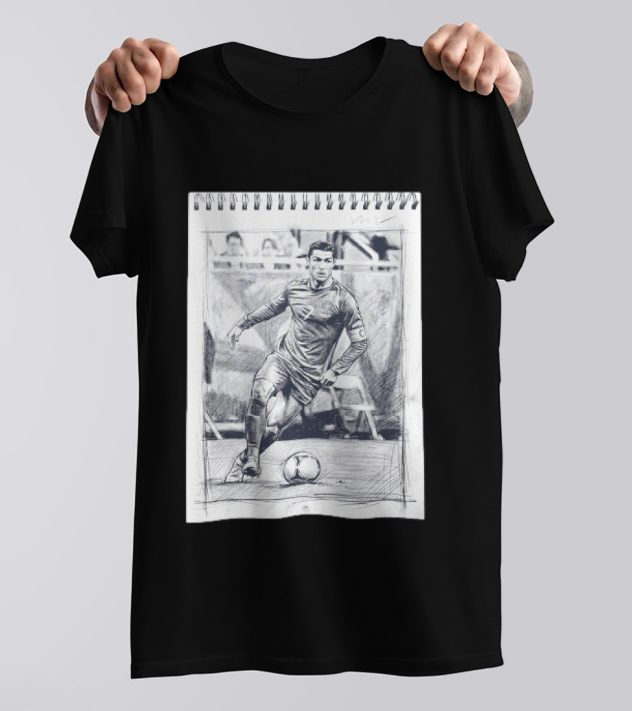 Cristiano Ronaldo CR7 Soccer Sketchbook Drawing T-Shirt
