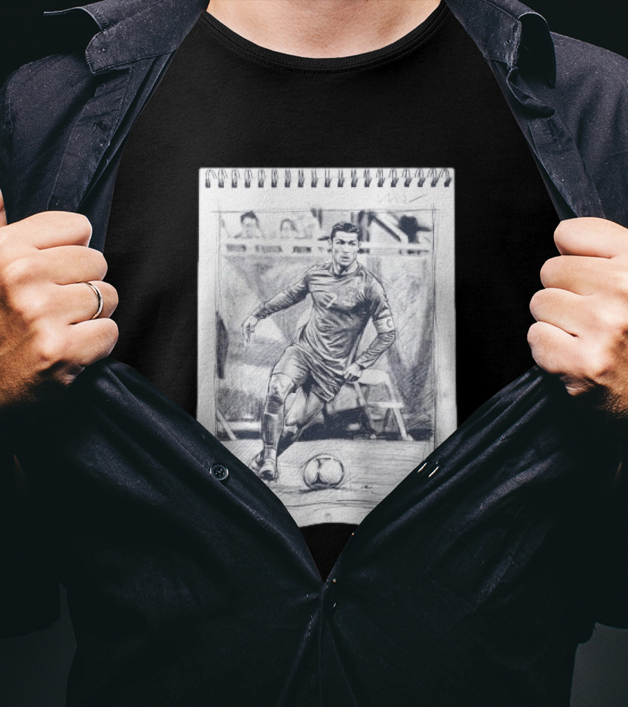 Cristiano Ronaldo CR7 Soccer Sketchbook Drawing T-Shirt