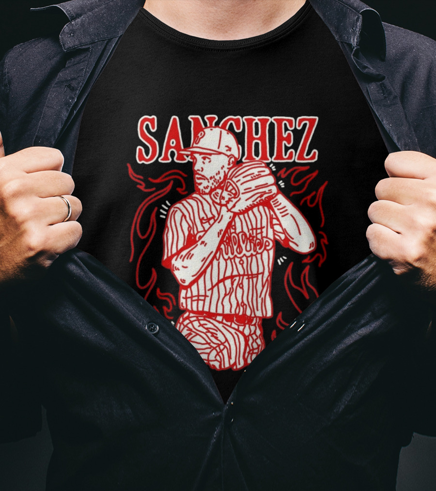 Cristopher Sanchez Philadelphia Phillies Flame Pitcher T-Shirt