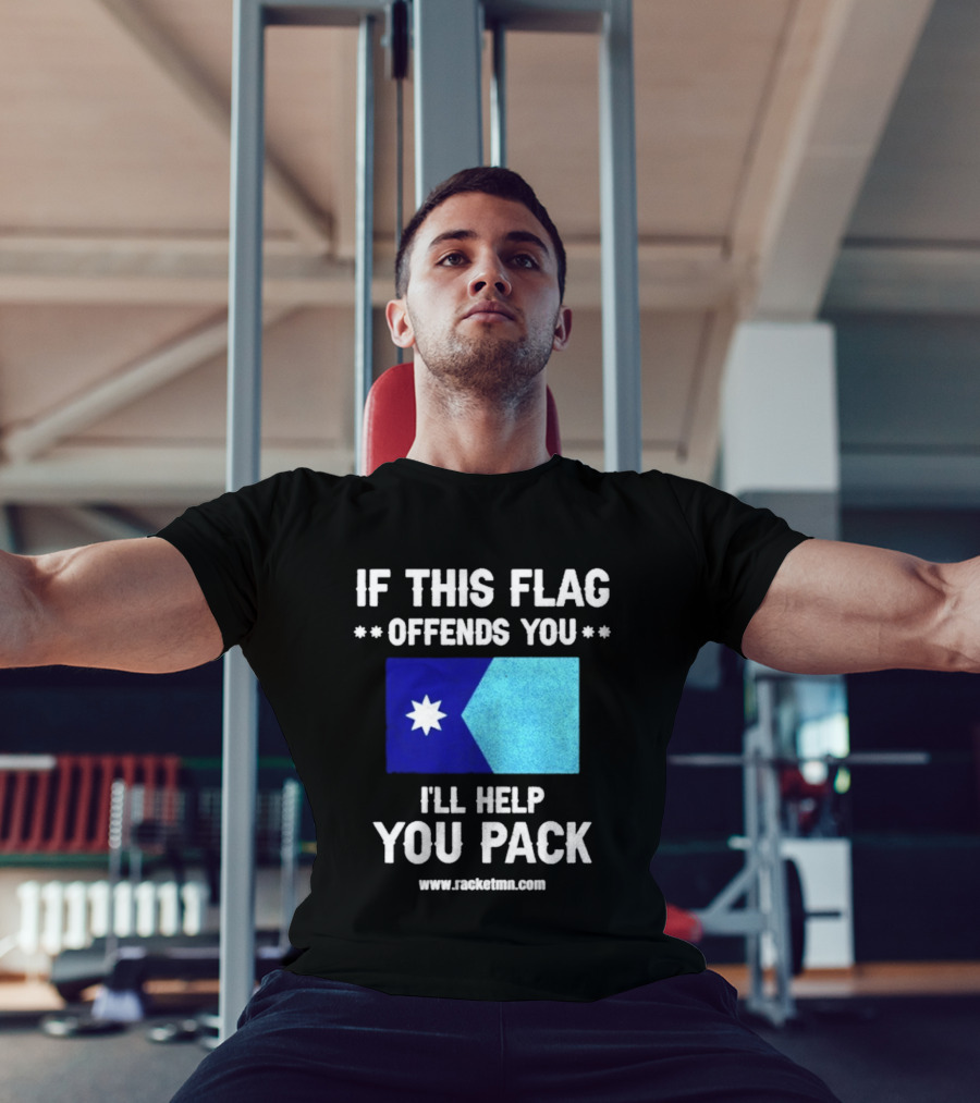 If This Flag Offends You I'll Help You Pack Seven Point Star Blue Flag T-Shirt
