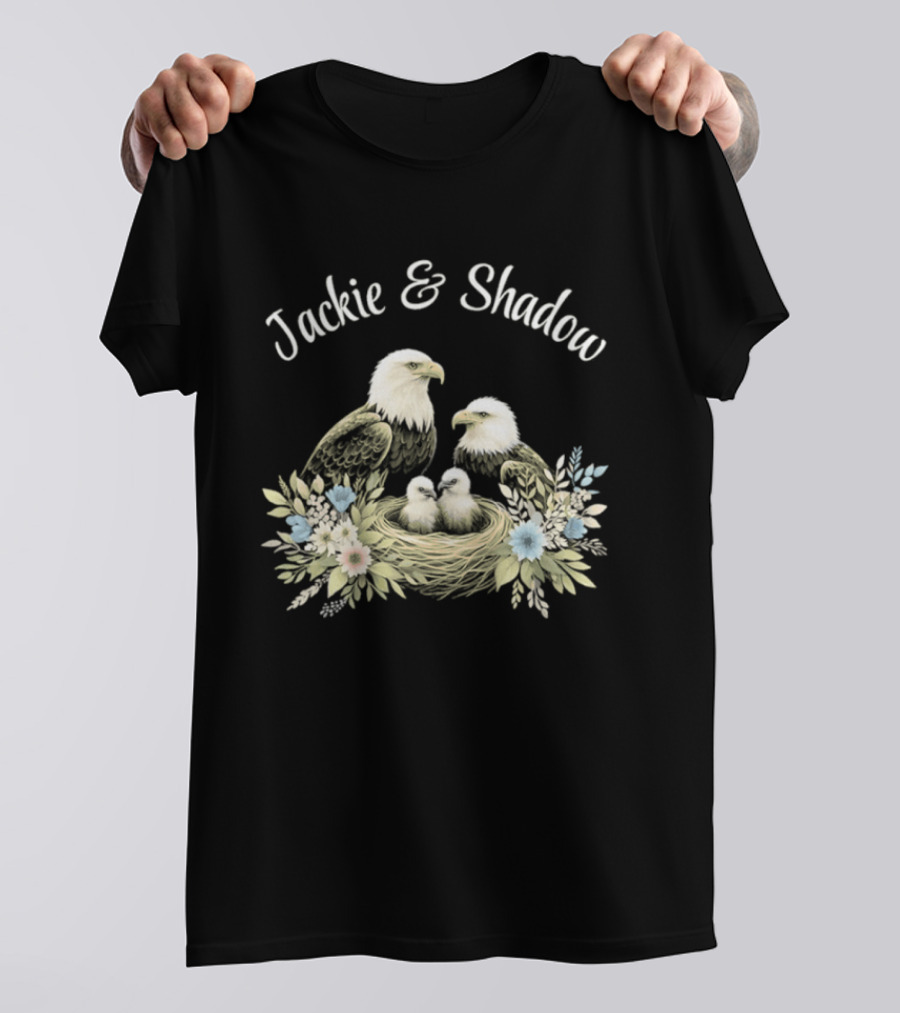 Jackie & Shadow Eagles With Nest And Flowers T-Shirt