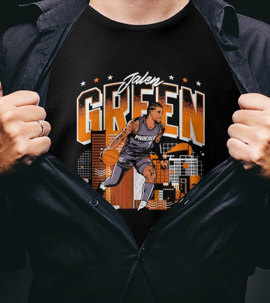 Jalen Green Phoenix Suns NBA Basketball Urban Skyline Art 4 15 NBPA T-Shirt