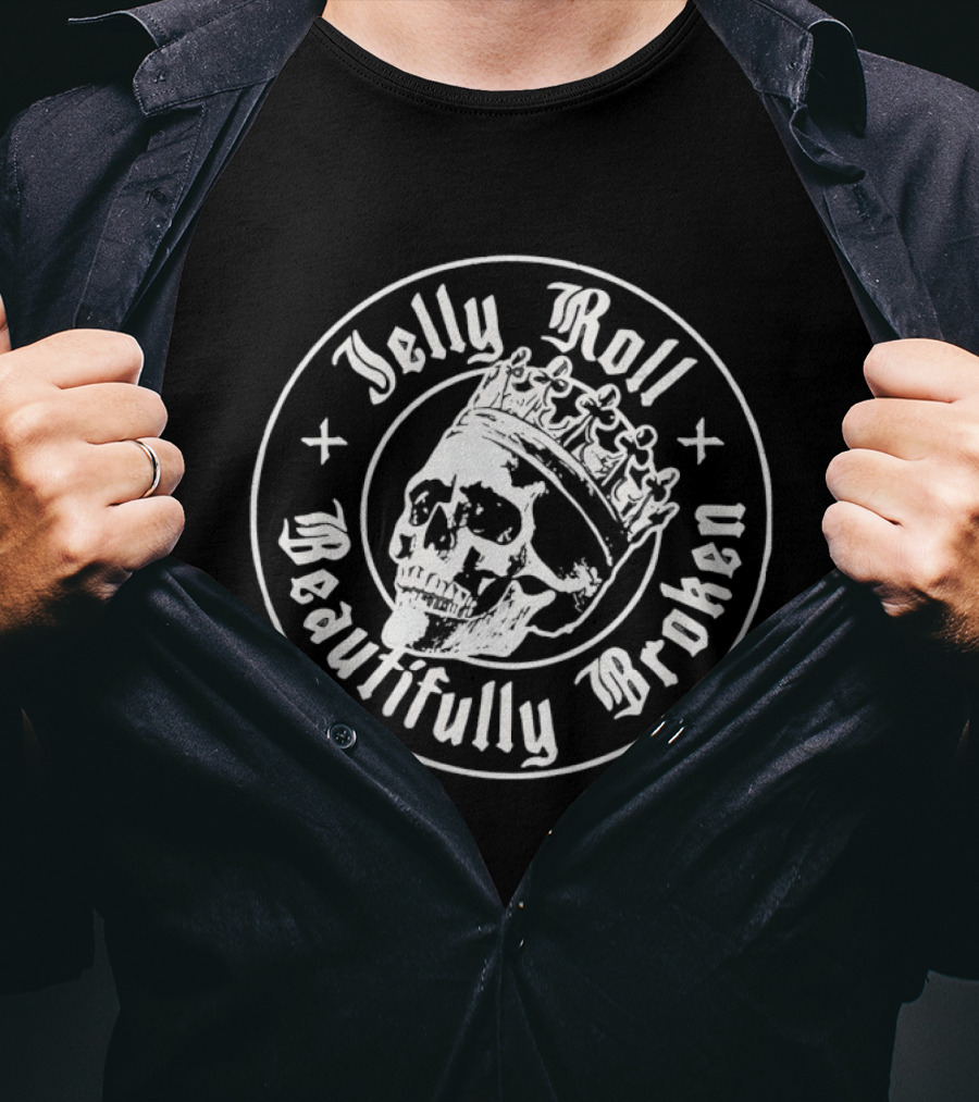 Jelly Roll Skull Crown Beautifully Broken T-Shirt