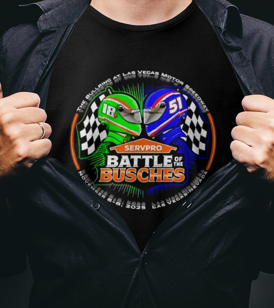SERVPRO Battle Of The Busches NASCAR Kyle Busch Kurt Busch 18 51 Las Vegas Motor Speedway T-Shirt
