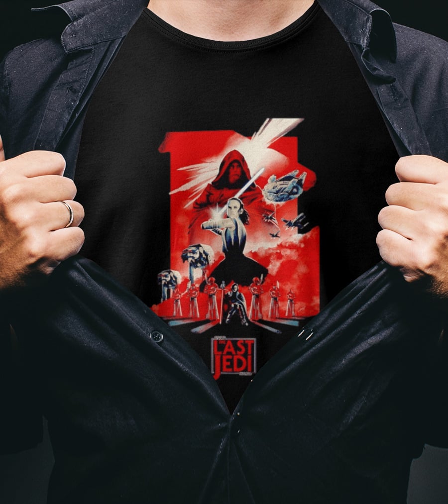 Luke Skywalker Rey Kylo Ren Millennium Falcon X Wing The Last Jedi T-Shirt